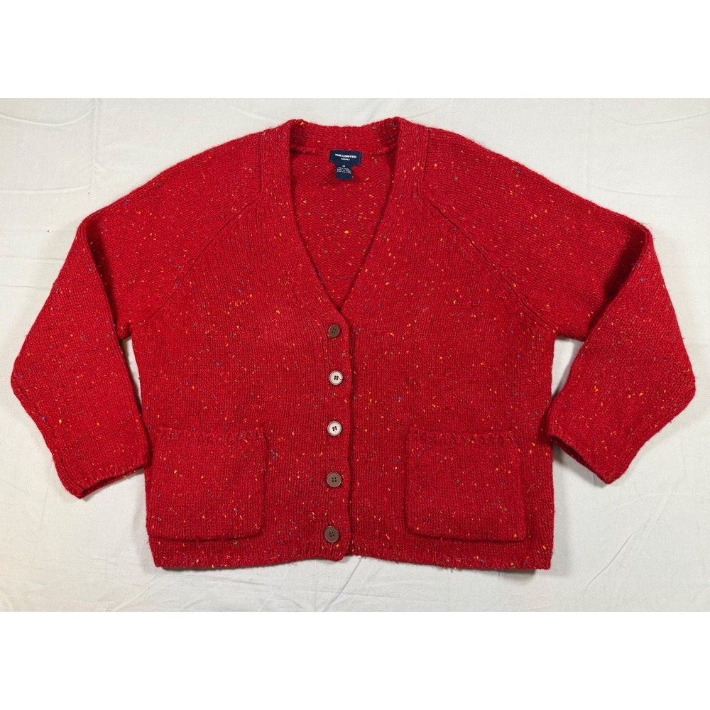 The Limited America Red Wool Confetti Fleck Cardigan Sweater Womens Medium